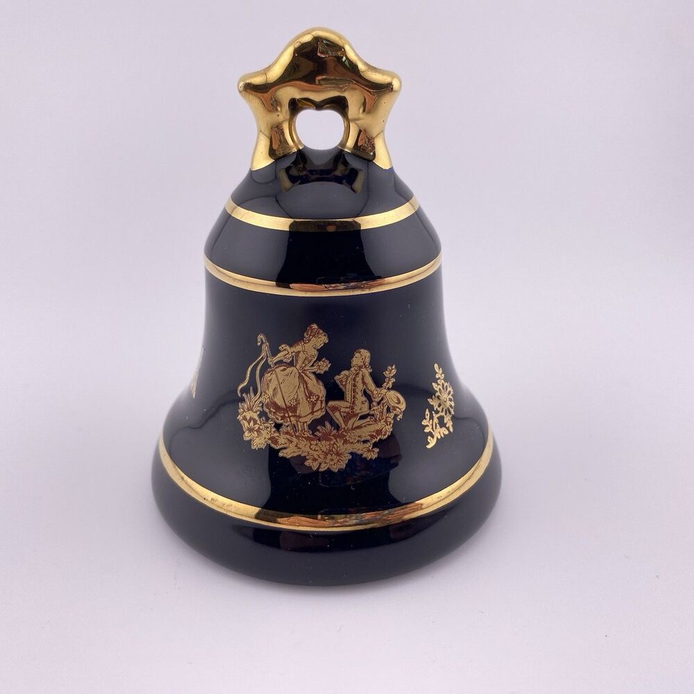 Limoges France Castel 22k Gold Cobalt Blue Bell Courting Couple Have 2 available